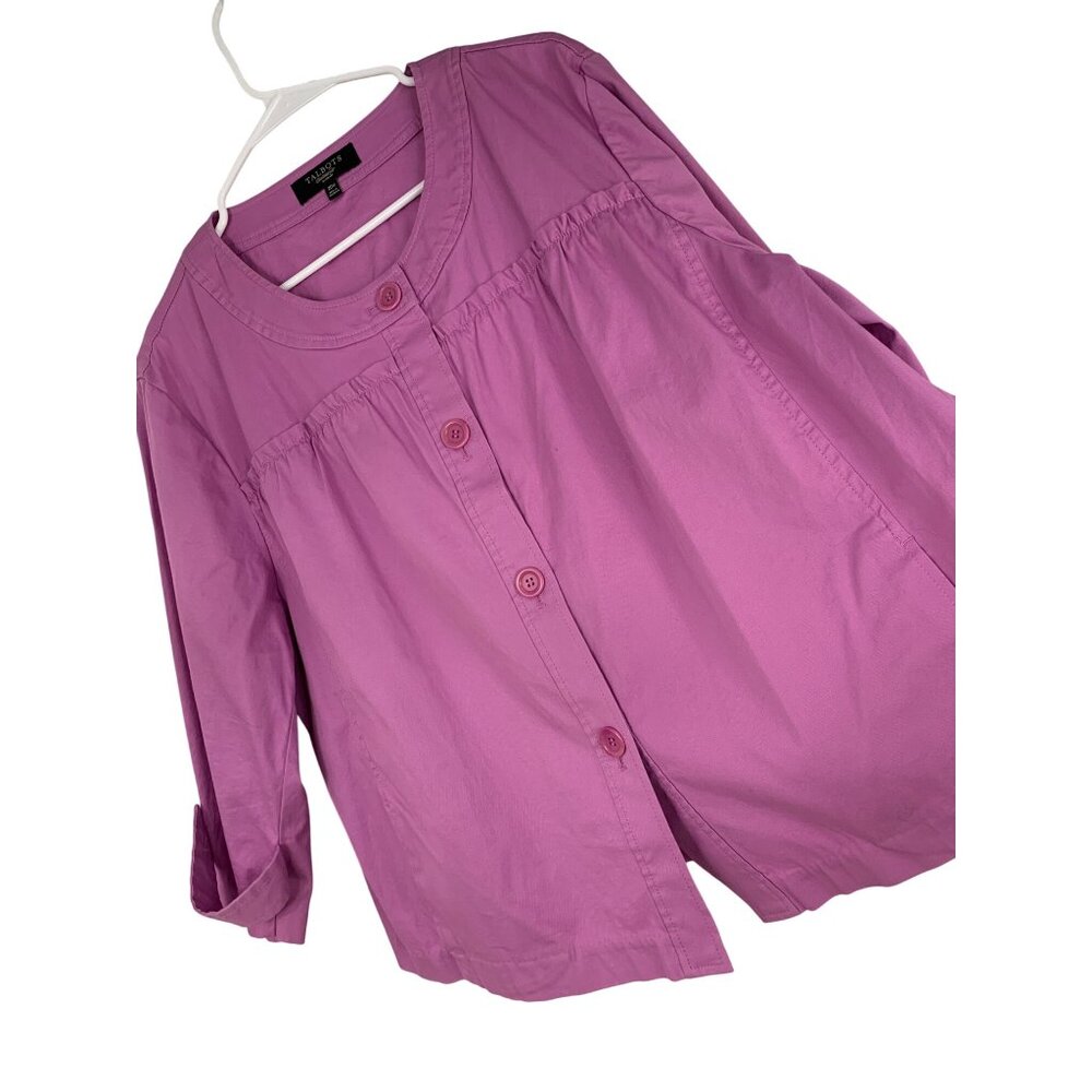 Talbots Woman 20W Berry Button-Front 3/4 Sleeve Blazer Jacket RY10377 Travel